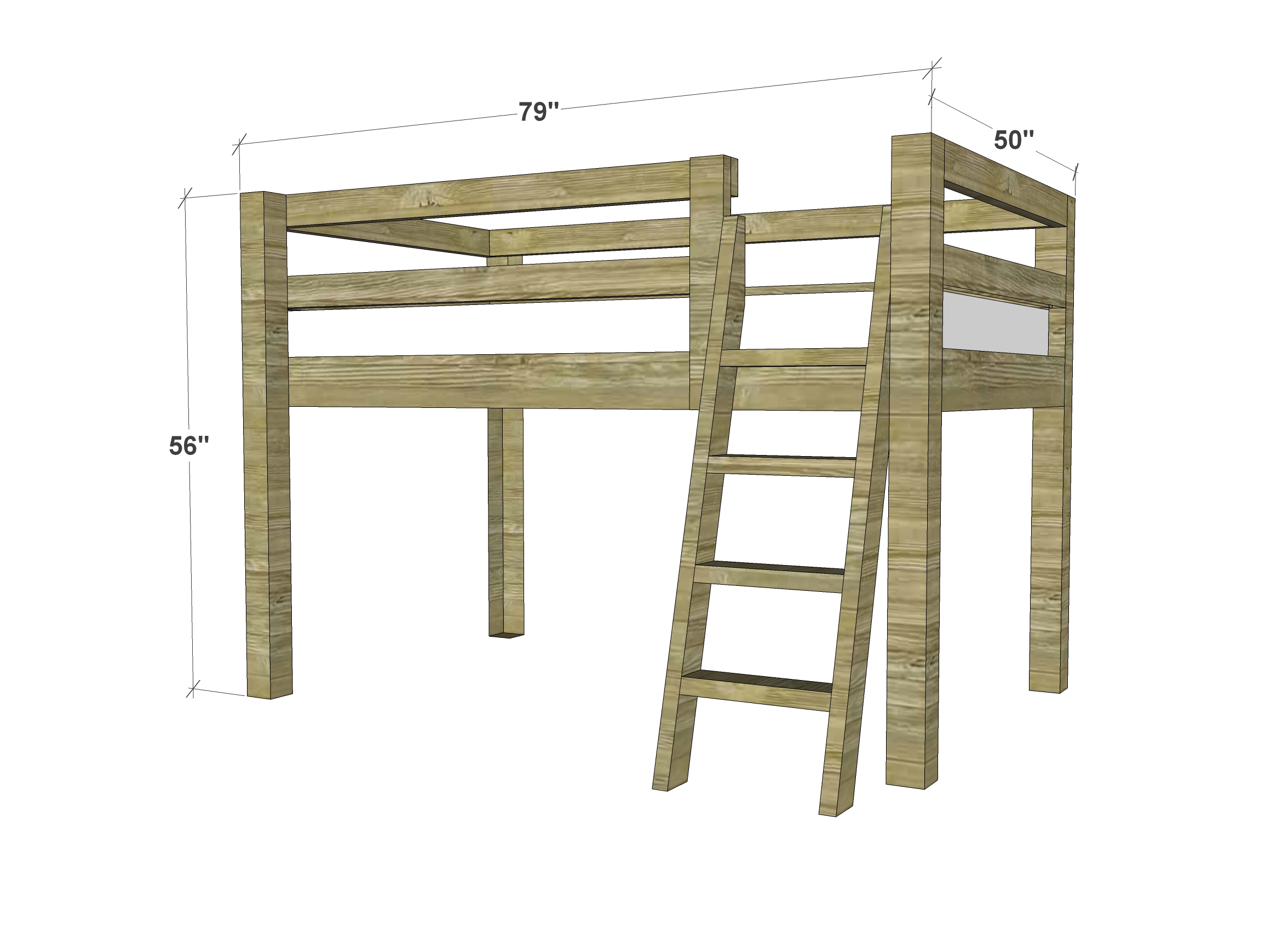 Free Woodworking Plans to Build a Twin Low Loft Bunk Bed 